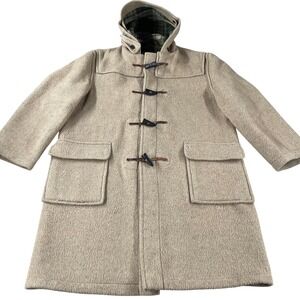 Vintage Gloverall Heavy Wool English Duffle Coat Women's Size 12 Brown Plaid *